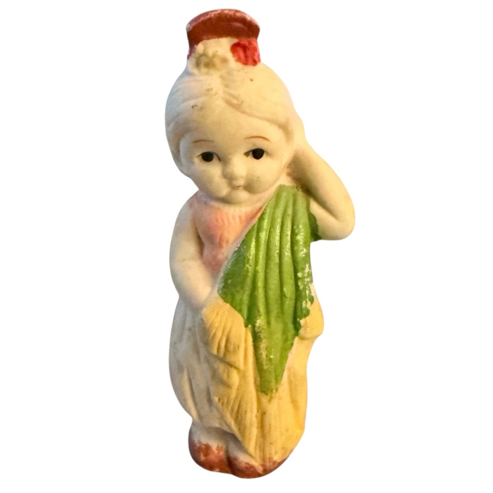1930’s Porcelain Flapper Girl Figurine Doll, Made in Japan, Antique  1920’s 4.5”